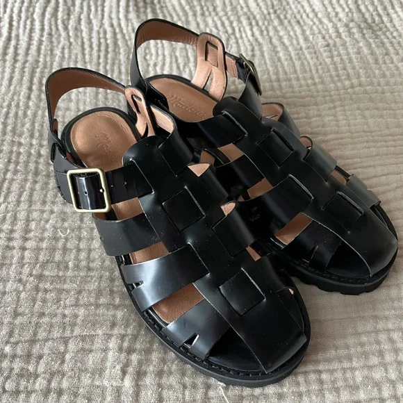 Madewell True Black Leather Fisherman Sandals - Picture 3 of 6